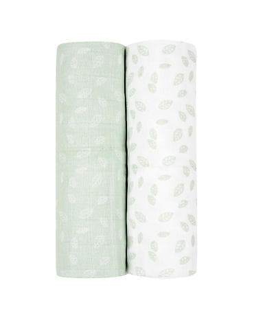 KikkaBoo Pelene od muslina – set 2 komada, 80 x 80 cm, Leaves Mint - na lalafo.rs KikkaBoo Pelene od muslina – set 2 komada, 80 x 80 cm, Leaves Mint -