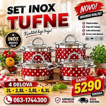 Set INOX “Tufne” – kvalitet koji traje! - Materijal: nerđajući čelik na lalafo.rs Set INOX “Tufne” – kvalitet koji traje! - Materijal: nerđajući čelik