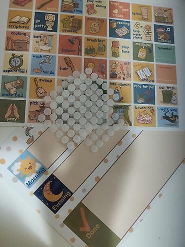 Dečja tabla za zadatke – komplet sa ikonama i čičak tačkicama Opis: - na lalafo.rs — 5 Dečja tabla za zadatke – komplet sa ikonama i čičak tačkicama Opis: - — 5