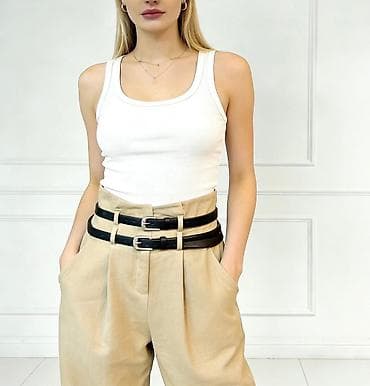 Personal Items: Ženske pantalone sa visokim strukom i duplim kaiševima - Kroj: široke at lalafo.rs — 2 Personal Items: Ženske pantalone sa visokim strukom i duplim kaiševima - Kroj: široke — 2