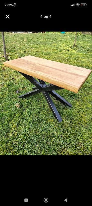 Masivni sto od punog drveta TREŠNJE sa metalnim postoljem - Ploča od na lalafo.rs Masivni sto od punog drveta TREŠNJE sa metalnim postoljem - Ploča od