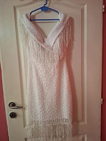 Elegantna bela čipkana haljina sa resama - Kroj: uska silueta do na lalafo.rs — 2 Elegantna bela čipkana haljina sa resama - Kroj: uska silueta do — 2