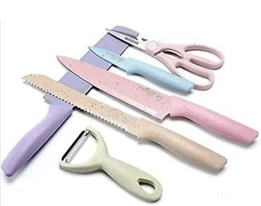 Set kuhinjskih noževa i dodataka – 6 delova, pastelne boje Sadržaj na lalafo.rs — 4 Set kuhinjskih noževa i dodataka – 6 delova, pastelne boje Sadržaj — 4