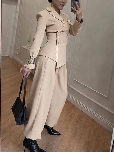 💫Ženski modni komplet – strukirani blejzer + široke pantalone ✅3600 na lalafo.rs — 10 💫Ženski modni komplet – strukirani blejzer + široke pantalone ✅3600 — 10