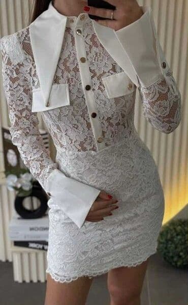 Elegantna bela čipkana mini haljina - Kroj: uska silueta, mini dužina na lalafo.rs Elegantna bela čipkana mini haljina - Kroj: uska silueta, mini dužina