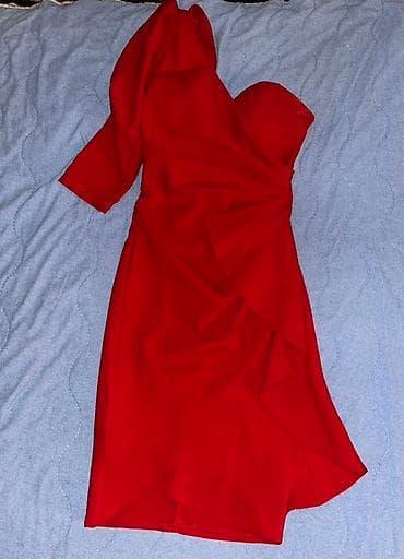 Crvena elegantna haljina na jedno rame - Asimetričan kroj sa jednim na lalafo.rs — 2 Crvena elegantna haljina na jedno rame - Asimetričan kroj sa jednim — 2