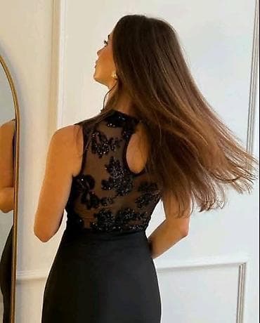 Elegantna duga haljina bez rukava sa čipkanim gornjim delom i visokim na lalafo.rs — 3 Elegantna duga haljina bez rukava sa čipkanim gornjim delom i visokim — 3