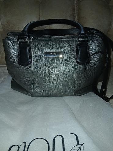 Ženska torba – metalik siva sa crnim detaljima - Materijal: pebul at lalafo.rs — 2 Ženska torba – metalik siva sa crnim detaljima - Materijal: pebul — 2