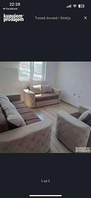 Trosed, dvosjed i fotelja – komplet tapaciranog dnevnog seta - na lalafo.rs Trosed, dvosjed i fotelja – komplet tapaciranog dnevnog seta -