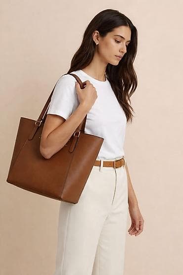 Ženska tote torba – klasična smeđa - Materijal: glatka eko koža sa na lalafo.rs Ženska tote torba – klasična smeđa - Materijal: glatka eko koža sa