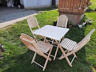 Baštenski set od punog drveta – sklopivi - Sastav: kvadratni sto + 4 na lalafo.rs Baštenski set od punog drveta – sklopivi - Sastav: kvadratni sto + 4