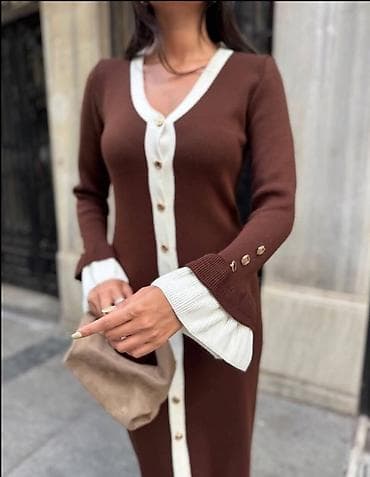 Elegantna midi haljina na kopčanje - Model: ravna, ženskasta silueta na lalafo.rs — 5 Elegantna midi haljina na kopčanje - Model: ravna, ženskasta silueta — 5