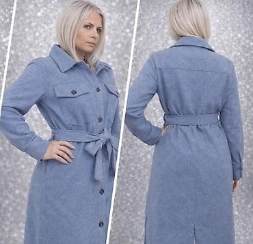 Dugački ženski kaput/šaket u svetloplavoj boji. - Kroj: ravna silueta na lalafo.rs Dugački ženski kaput/šaket u svetloplavoj boji. - Kroj: ravna silueta