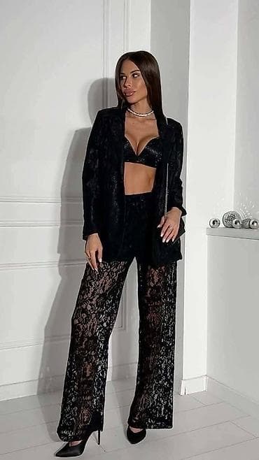 Elegantni ženski trodelni komplet – crna čipka - Sastav kompleta na lalafo.rs — 1 Elegantni ženski trodelni komplet – crna čipka - Sastav kompleta — 1