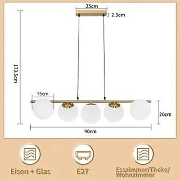 Viseća lampa za trpezariju/kuhinju – 5 sfera - Dizajn: moderna na lalafo.rs — 4 Viseća lampa za trpezariju/kuhinju – 5 sfera - Dizajn: moderna — 4