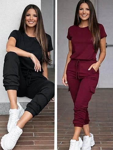 Ženski dvodelni komplet – majica + donji deo jogger cargo - Kroj na lalafo.rs Ženski dvodelni komplet – majica + donji deo jogger cargo - Kroj