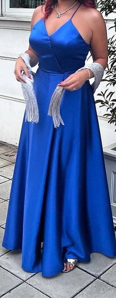 Svecane haljine saten plava/srebrna, 1.Saten plava duga haljina,grudi na lalafo.rs — 2 Svecane haljine saten plava/srebrna, 1.Saten plava duga haljina,grudi — 2