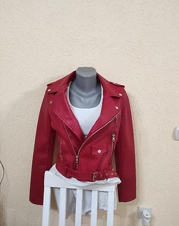 Ženska crvena “biker” kožna jakna - Materijal: eko koža sa glatkom na lalafo.rs Ženska crvena “biker” kožna jakna - Materijal: eko koža sa glatkom