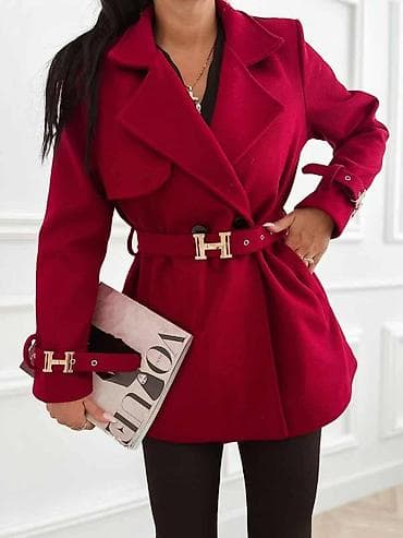 Ženski strukirani kaput s pojasom - Model do sredine butina, sa na lalafo.rs — 5 Ženski strukirani kaput s pojasom - Model do sredine butina, sa — 5