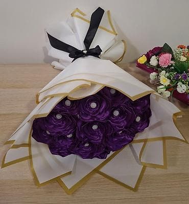 Elegantni buket od veštačkih ruža – ljubičaste satenske ruže sa na lalafo.rs — 3 Elegantni buket od veštačkih ruža – ljubičaste satenske ruže sa — 3