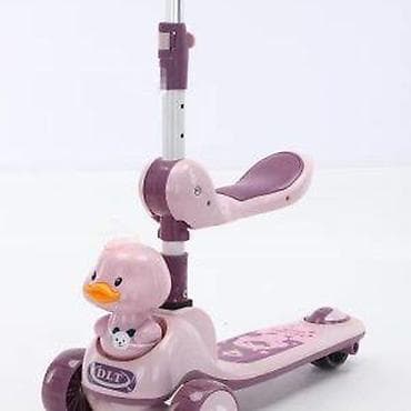 Dečiji trotinet 3-u-1 sa sedištem – roze/lila - Stabilna konstrukcija na lalafo.rs Dečiji trotinet 3-u-1 sa sedištem – roze/lila - Stabilna konstrukcija