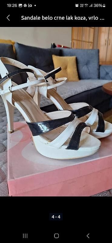 cista koza broj: Sandale od belo crne lak koze, na stiklu,kupljene u Solunu, vrlo na lalafo.rs — 4 cista koza broj: Sandale od belo crne lak koze, na stiklu,kupljene u Solunu, vrlo — 4