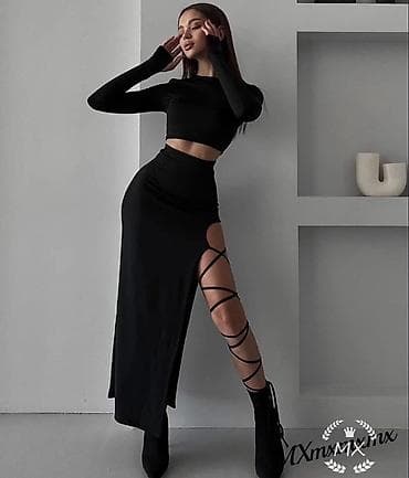 🔥Top ženski set – crni crop top i maxi suknja sa visokim strukom i na lalafo.rs — 2 🔥Top ženski set – crni crop top i maxi suknja sa visokim strukom i — 2