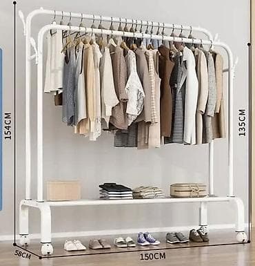 Dupli pokretni višenamenski stalak za odeću. Poseduje policu za na lalafo.rs — 2 Dupli pokretni višenamenski stalak za odeću. Poseduje policu za — 2