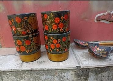 Drveni ukras,četri čaše sa kašikama, tradicionalni ukras iz Rusije,lep na lalafo.rs — 4 Drveni ukras,četri čaše sa kašikama, tradicionalni ukras iz Rusije,lep — 4