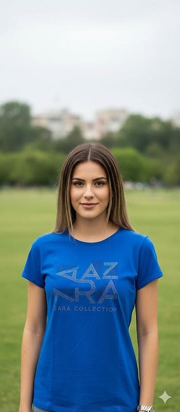 Ženska majica kratkih rukava – plava - Model: klasični T‑shirt kroj na lalafo.rs — 1 Ženska majica kratkih rukava – plava - Model: klasični T‑shirt kroj — 1