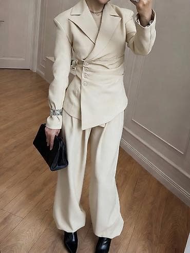 💫Ženski modni komplet – strukirani blejzer + široke pantalone ✅3600 na lalafo.rs — 8 💫Ženski modni komplet – strukirani blejzer + široke pantalone ✅3600 — 8