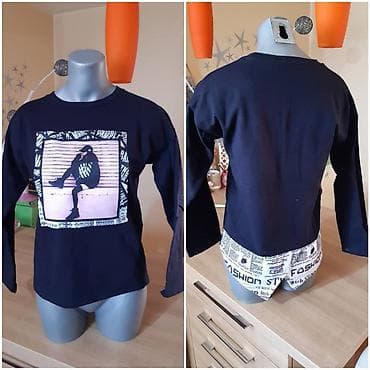 Bluza/duks za devojčice – MODA - Boja: tamno plava - Dugi rukavi na lalafo.rs — 1 Bluza/duks za devojčice – MODA - Boja: tamno plava - Dugi rukavi — 1