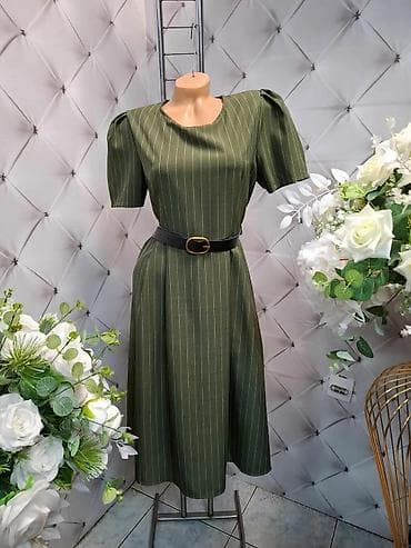 zenske broj: Elegantna ženska haljina sa prugama i kaišem - Kroj: midi dužina at lalafo.rs — 1 zenske broj: Elegantna ženska haljina sa prugama i kaišem - Kroj: midi dužina — 1