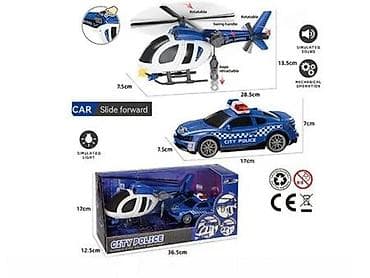 Policijski set – automobil i helikopter “City Police” - Set sadrži na lalafo.rs Policijski set – automobil i helikopter “City Police” - Set sadrži