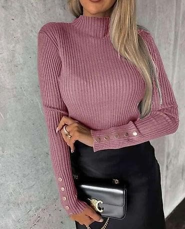 Ženski rebrasti džemper sa dugmadima na rukavima - Model: uski kroj na lalafo.rs — 3 Ženski rebrasti džemper sa dugmadima na rukavima - Model: uski kroj — 3