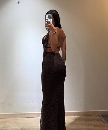 Elegantna duga haljina u čokoladno-braon boji - Kroj: uska silueta na lalafo.rs — 2 Elegantna duga haljina u čokoladno-braon boji - Kroj: uska silueta — 2