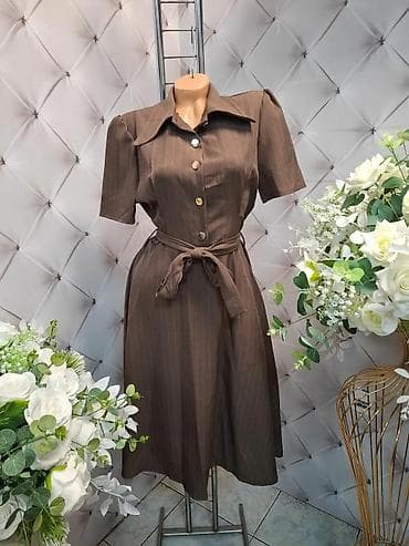 Ženska košulja-haljina sa prugama - Kroj: midi dužina, A-linija; at lalafo.rs — 5 Ženska košulja-haljina sa prugama - Kroj: midi dužina, A-linija; — 5