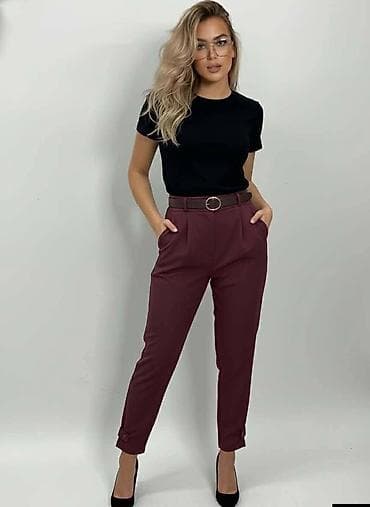 Ženske elegantne pantalone sa kaišem - Kroj: visok struk sa na lalafo.rs — 2 Ženske elegantne pantalone sa kaišem - Kroj: visok struk sa — 2