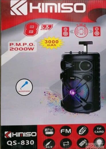 Zvučnici i stereo sistemi: Bluetooth bežične zvučnik karaoke kimiso qs830. bluetooth bežične na lalafo.rs Zvučnici i stereo sistemi: Bluetooth bežične zvučnik karaoke kimiso qs830. bluetooth bežične