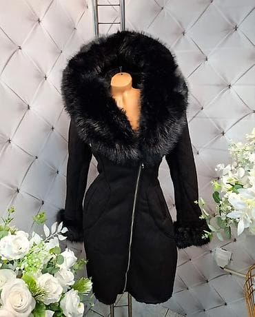 🔥Elegantni ženski kaput sa krznom - Boja: crna - Kroj: strukiran na lalafo.rs 🔥Elegantni ženski kaput sa krznom - Boja: crna - Kroj: strukiran