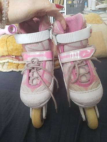 Ostalo: Dečije roleri – roze/beli, podesivi - Tip: inline roleri (4 točkića u na lalafo.rs — 2 Ostalo: Dečije roleri – roze/beli, podesivi - Tip: inline roleri (4 točkića u — 2