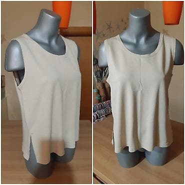 Bež ženska majica bez rukava - Klasican kroj sa okruglim izrezom - na lalafo.rs — 3 Bež ženska majica bez rukava - Klasican kroj sa okruglim izrezom - — 3