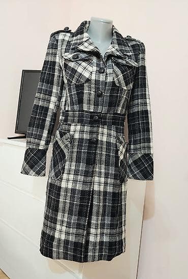 Ženski kaput sa kariranim dezenom (crno‑belo‑sivi) - Kroj na lalafo.rs — 1 Ženski kaput sa kariranim dezenom (crno‑belo‑sivi) - Kroj — 1