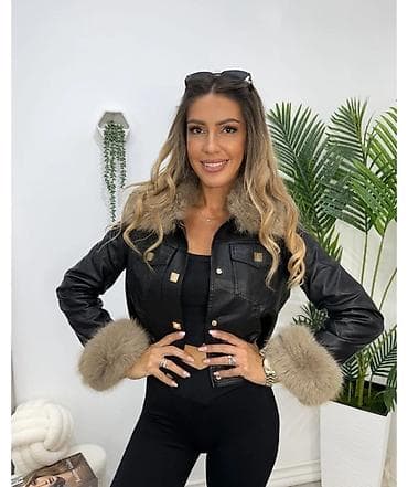 eko koza sa: Kratka kožna jakna sa krznom – ženski model - Materijal: crna eko na lalafo.rs — 1 eko koza sa: Kratka kožna jakna sa krznom – ženski model - Materijal: crna eko — 1