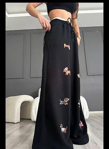 Trousers: Ženske široke trenerke sa printom pasa - Model: široke nogavice at lalafo.rs — 7 Trousers: Ženske široke trenerke sa printom pasa - Model: široke nogavice — 7