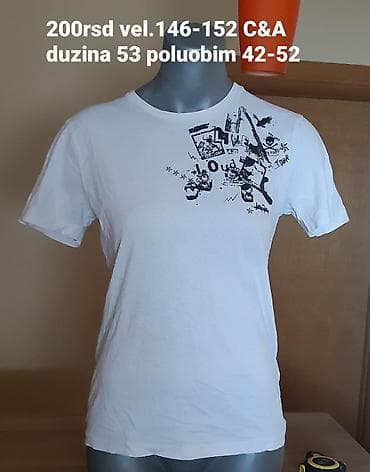 C&A bela majica kratkih rukava sa crno‑belim grafičkim printom na na lalafo.rs C&A bela majica kratkih rukava sa crno‑belim grafičkim printom na