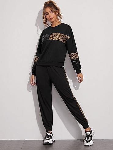 Komplet trenerke boja crna sa leopard print i sljokicastom crnim na lalafo.rs Komplet trenerke boja crna sa leopard print i sljokicastom crnim