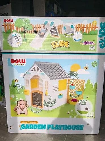 Dolu Garden Playhouse + Dolu Slide – set za igru za decu 24m+ - Vrtna na lalafo.rs Dolu Garden Playhouse + Dolu Slide – set za igru za decu 24m+ - Vrtna