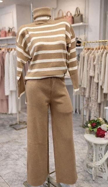 Damski pleteni komplet – džemper i pantalone - Boja: bež/karamel sa na lalafo.rs Damski pleteni komplet – džemper i pantalone - Boja: bež/karamel sa