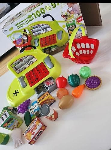 Igračka kasa sa korpom i namirnicama – set za igru prodavnice/market na lalafo.rs Igračka kasa sa korpom i namirnicama – set za igru prodavnice/market